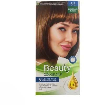 کیت رنگ مو زنانه فاقد سولفات و آمونیاک بیوتی شماره 6.5 رنگ DARK GOLDEN BLONDE (بلوند طلایی تیره)حجم 80 میل