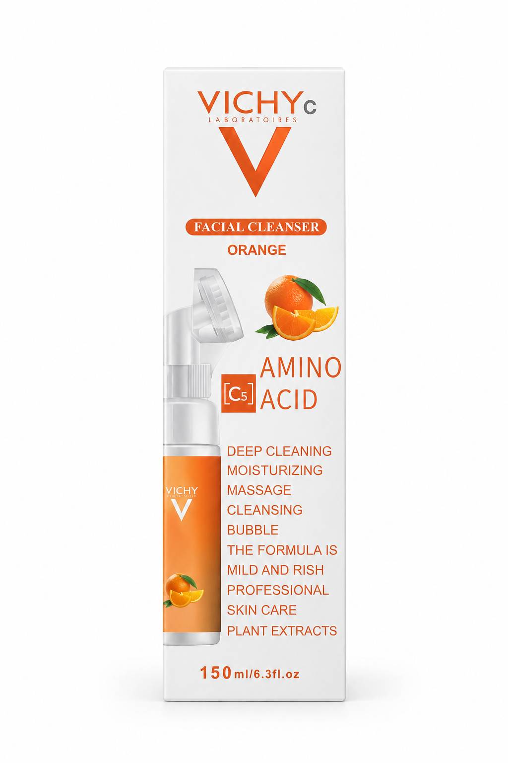 فیس واش و شوینده صورت ویشی C مدل Orange حاوی آمینواسید 150 میلی‌لیتر